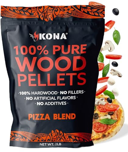 Kona Pizza Blend Wood Smoker Pellets, 100% Natural Hardwood - Rich Smoky Flavor - Ideal for Pizza Ovens, Smokers, and Smoker Tubes - 2 Pounds