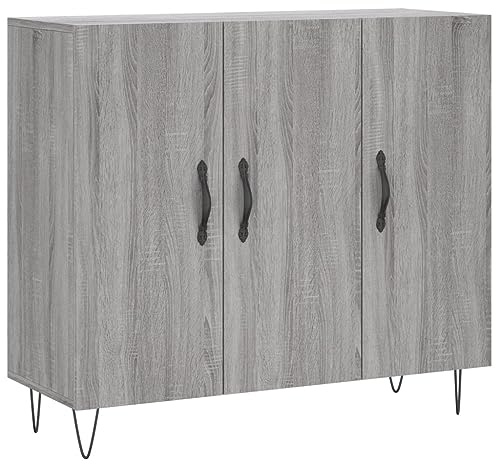 vidaXL Sideboard, Kommode mit viel Stauraum, Mehrzweckschrank Anrichte für Wohnzimmer, Schrank Beistellschrank Metallbeine, Modern, Grau Sonoma Holzwerkstoff