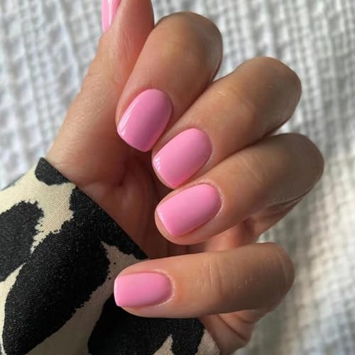 Ceboic Nägel zum Aufkleben Kurz Eckig Press on Nails Glänzend Reine Farbe Künstliche Nägel Acryl Full Cover Falsche Nägel French Kunstnägel Fake Nails für Frauen und Mädchen 24 Stück (Rosa)