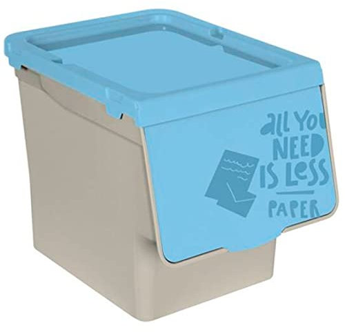 Acan Tradineur - Contenedor apilable de polipropileno, cubo de basura, caja de almacenamiento de residuos, fácil apertura, reciclaje, cocina (Papel, 27 litros, 31,5 x 29,5 x 39,5 cm)