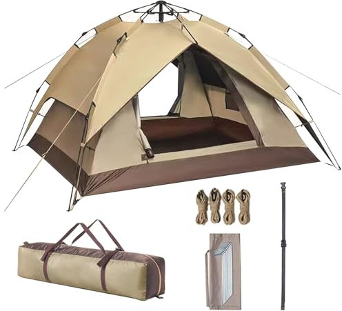 NRNQMTFZ Camping Zelt Automatisches Sofortzelt 3-4 Personen Pop Up Zelt, Wasserdicht & Winddichte Ultraleichte Kuppelzelt, für Strand, Outdoor, Reisen(A)