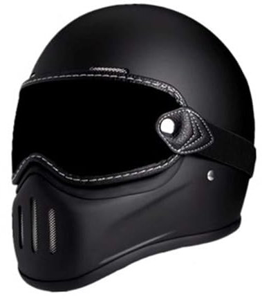 Retro Motorrad Integralhelme Herren Damen, Mit Schutzbrille Vintage Motorradhelm DOT/ECE-Zugelassen, Street Motorrad Lokomotive Helme, Offener Helm Für ATV UTV ,XXL=(63-64cm),E
