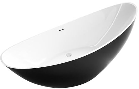 BERNSTEIN Freistehende Badewanne aus Sanitäracryl Standbadewanne Wanne mit Doppelwandiger Konstruktion 183,5 x 78,5 x 76,9 cm - 5 Jahre Garantie - Vice 2.0 in Weiß glänzend, Acryl-Wanne