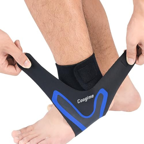 Coogime 2 Stück Plantarfasziitis Fußwickel, Knöchelbandage Fussball, Flexible Ankle Brace, Plantarfasziitis Bandage, plantarfasziitis Bandage, Breathable Ankle Brace (Blue, M(EU:39-41))