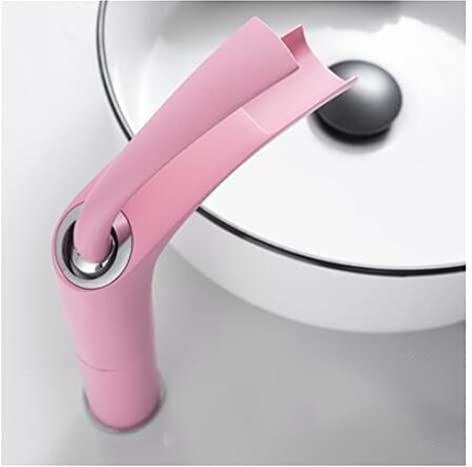 Generisch Badezimmerhahn,Badezimmer-Waschtischarmatur, rosa, Backarmatur aus massivem Messing, Spültisch-Mischbatterie, heiß und kalt, Wasserfall-Waschtischarmatur (Farbe: Rosa, lang 1)