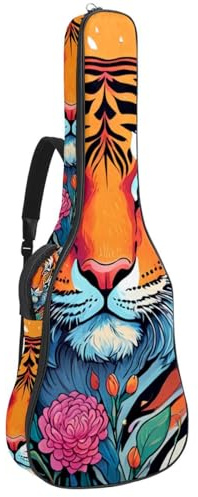 Schöner Koffer für 40/41/42 Zoll Akustikgitarre mit Zubehörfach, wasserdichte Gigbag mit Schutzschicht, Farbzeichnung Kuh, Mehrfarbig Nr. 08, 42.9x16.9x4.7 in, Gitarrentasche