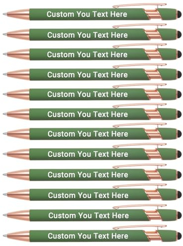 Zoonnis 12 Pcs Personalisierte Kugelschreiber mit Stylus-Tipps für Business Personalisierte Gravierte Stift in Bulk für Frauen Männer mit Namen Text Benutzerdefinierte Stift mit Schwarzer Tinte