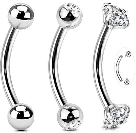 14G Augenbrauenpiercing Bauchnabel Ringe Chirurgenstahl Piercing Barbell | Tragus Rook Piercings Gold Körper Schmuck für Zunge Industrial Piercing Kits