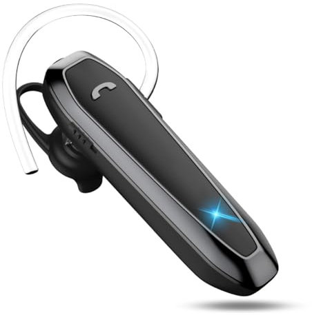 Sungive Bluetooth Headset, V5.3 Wireless Handsfree Earpiece with Noise Cancelling Mic, 33 Hours Talking Time, Single Ear Headset Compatible with iPhone Android Cell Phones for Driving Business（Black）