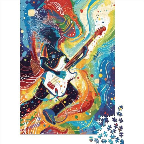 Puzzle Farbenfrohes Kunst Gitarre Geschicklichkeitsspiel Home Dekoration Puzzle Musikinstrumente Clevere Rätsel 1000-teilige Puzzles Erwachsenen Puzzle Für Erwachsene 1000pcs (75x50cm)