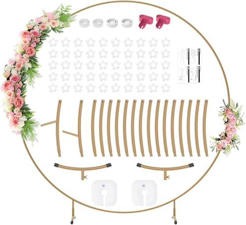 Meisax Rundes Ballonbogen-Set, 2.2M Hintergrund Ständer, Gold | Hochzeitsbogen mit Fuß, Ballonbogen Ballon Hoop Frame, Luftballonbogen für Geburtstag, Hochzeit, Abschlussfeier, Dekoration