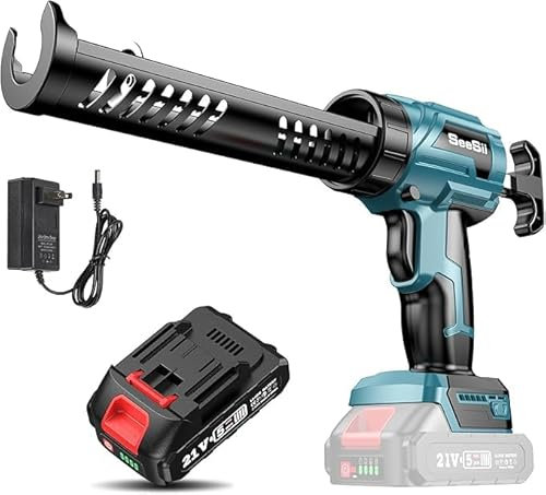 SEESII Akku-Kartuschenpresse Kompatibel mit Makita 18V, Akku-Kartuschenpistole mit 2000mAh, 4 Geschwindigkeiten, Elektrische Silikonpistole, Akku-Silikonpistole für 300ml-Kartuschen (300ml)