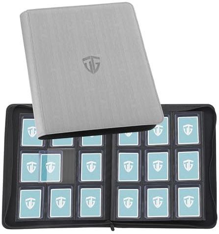 TCGUARD Toploader Album de cartes à collectionner pour 216 Top Loader, 9 compartiments avec pochettes pour cartes Rigid Toploader de 7,6 x 10 cm pour TCG, cartes MTG (gris)