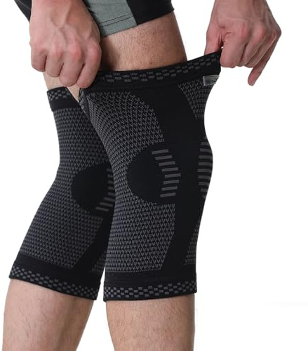 NEOtech Care Genouillère protège-genou en fibre de bambou - Élastique, respirante (Couleur noire, Taille L, 1 Paire)