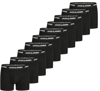 JACK & JONES Boxershorts för män, 10-pack bomull, basic trunks JACANTON kalsonger, retroshorts, set, boxershorts, stretch, svart, vit, S, M, L, XL, XXL, 3XL, 10 x svart/svart (12284977), S
