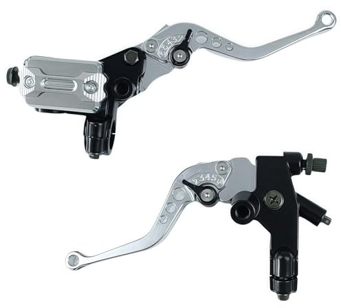 TRKIMAL Motorcycle Brake and Clutch Lever 7/8(22mm) Master Cylinder Reservoir Levers Universal Handlebar Brake (Silver)