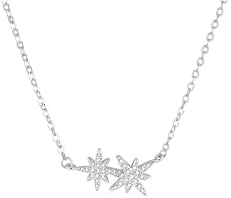 ALEXCRAFT Collier Femme Or Argenté Chaîne Étoiles Zircone Colliers Élégant | Collier Femme Or Argenté Chaîne Étoiles Zircone Réglable Brillant Somptueux Colliers Bijoux Cadeau Hypoallergénique Tendance