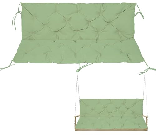 EXZFW 3 Sitzer Hollywoodschaukel Auflage Wasserdicht UV-Beständig 150x100x10cm Bankkissen mit Bändern Sitzkissen Outdoor/Indoor Stuhlkissen Sitzauflage Sitzpolster Bankauflage,Green 78,150x100x10cm