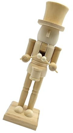 DRHTDXEJ Unbemalte Holz-Nussknacker Malende Nussknacker-Figuren Weihnachtskönig Soldaten Unfertige Puppendekorationen Ornament