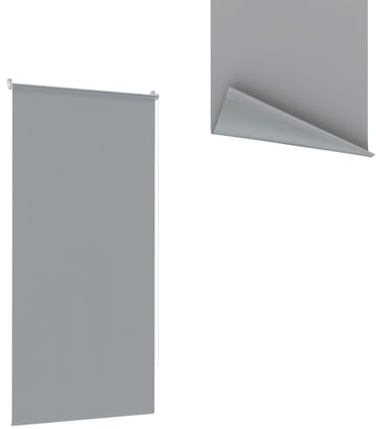 LZQ Verdunklungsrollo Klemmfix ohne Bohren Rollos für Fenster & Türen 80 x 160 cm HellHellgrau Fensterrollo Seitenzugrollo