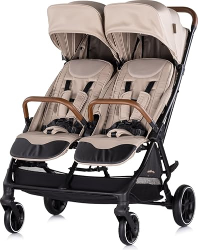 Chipolino, carrozzina gemellare Twinity coprigambe borsa fasciatoio portabibite, colori:beige