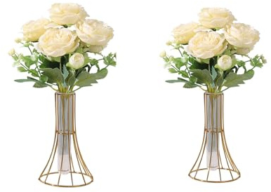 2 Stück Goldene Blumenvase mit Metallrahmen, Pflanzen Reagenzglas, klares Glas für Wohnzimmer Hochzeit Tisch Badezimmer Esstisch Herzstück Für Die Hochzeit
