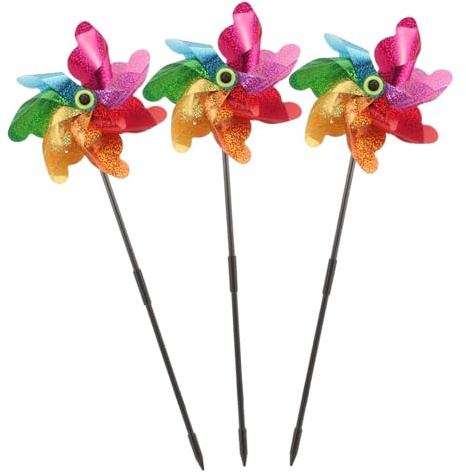 Kisangel 3pièces Moulin à Vent Rotatif Décoratif Plastique Ornements De Jardin Moulins à Vent Insérés Au Sol pour Cours