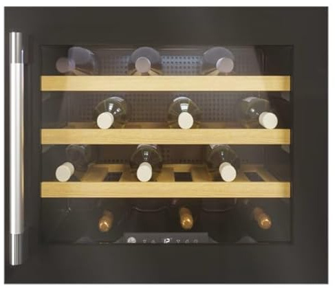 H-WINE 300 HWCB 45 UKBM/1 Built-In Wine Cooler, 24 Bottle Capacity, Single Zone, LED Lighting, Smart Wi-Fi Control, Black, Class F Energy, W x D x H (mm) 590x607x455