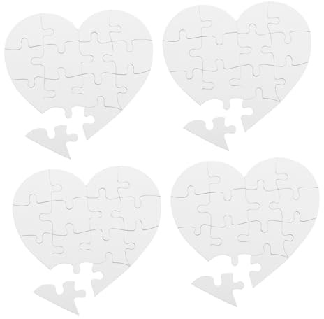 Uonlytech Leere Herzform Malpuzzles 4 Stück Selbstgemacht Bastelmaterial Kinder Papp Puzzleteile Zum Ausmalen Und Gestalten Für Kreatives Spielen