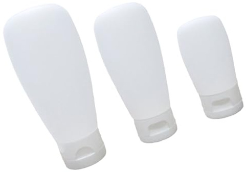 Hemobllo Flacons Rechargeables en Silicone Blanc pour Lotion et Cosmétiques 30ml 60ml 100ml Lot de 3 Portables et Réutilisables pour Voyage et Plein Air