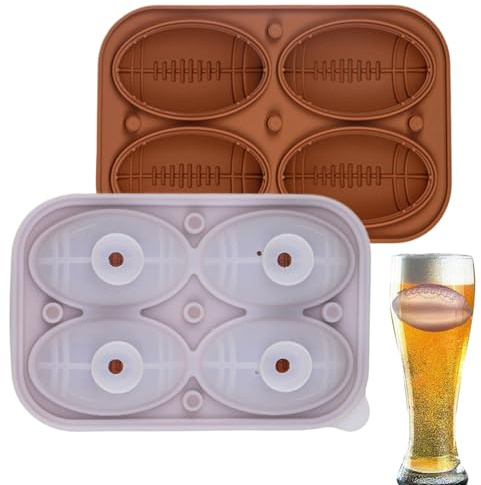 Stampo per palline di ghiaccio da calcio, 4 cavità 3D, facile da staccare, stampo in silicone a tema sportivo | Per Whisky Caffè Acqua Bar Frigorifero Congelatore Cioccolato Torta Fondente Palla