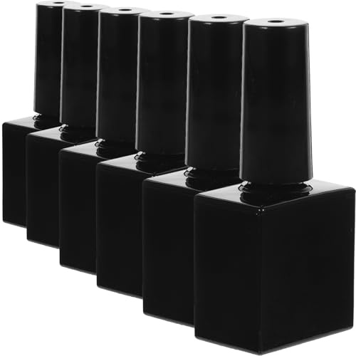 WEKADRIN 6 Pcs Nail Polish Bottles Glass Refillable with Brush 10ml Flat Square Containers for Travel, Home and Nail Salons