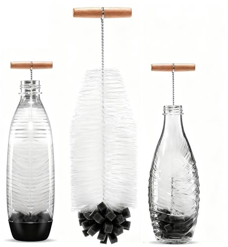 35 cm Flaschenbürste für Sodastream Glasflasche Duo-Kunststoffflaschen Sodawasser Bürste Reinigungsbürste Harte Borsten Einen Weichen Schwamm Plüsch Kratzerfreier Reinigung Babyflaschen Trinkflaschen