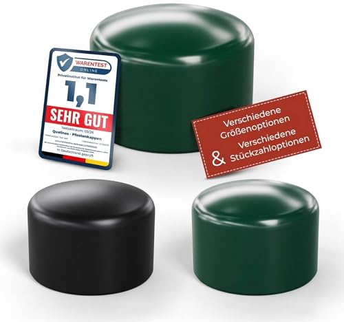 Qualinos 10x Maschendrahtzaun Pfostenkappe rund, 60 mm, mit Kragen, Grün | reduziert Wassereintritt am Rohrabschluss, schützt vor Rost und Feuchtigkeit, einfach ohne Werkzeug aufstecken, wetterfest