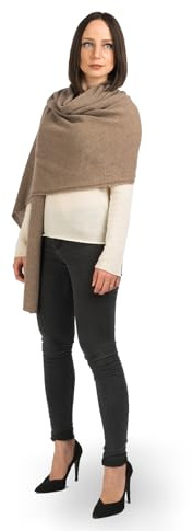 Dalle Piane Cashmere - 100 % cachemira estola Wrap - Fabricado en Italia - Chal de gran tamaño (24 x 81 pulgadas) - Regalo de lujo perfecto, Mink, Talla única