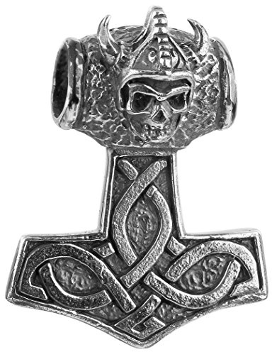 Kuzzoi Silber schwarz oxidierter Thors-Hammer Anhänger für Ketten, massivem 925er Sterling Silber für Halsketten, 40 mm hoch, 17g schwer 361387-000
