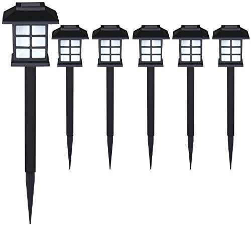 Deuba® Solarlampe für Außen 6x Set LED Wetterfest IP44 Dämmerungssensor Erdspieß Solar Laterne Schwarz Garten Leuchte Außenleuchte Balkon Deko