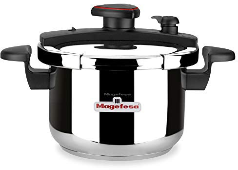 Magefesa Astra - Olla Express Rápida de 4 L, Acero Inoxidable 18/10, Ahorro Energético, Cierre Cómodo y Fácil, Cocina Sana, Apta para Inducción