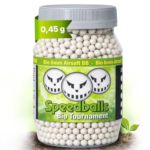Speedballs Bio Tournament BBS 6mm Softairkugeln – 2.000 Stück im Container – Biologisch abbaubar PLA – High Precision 5.95mm – Multipoliert & Blasenfrei – Weiß Gewicht > 0,32g