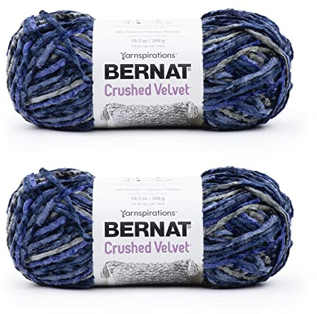 Bernat Crushed Velvet Navy Yarn - 2 Pack of 300g/10.5oz - Polyester - 5 Bulky - 315 Yards - Knitting/Crochet