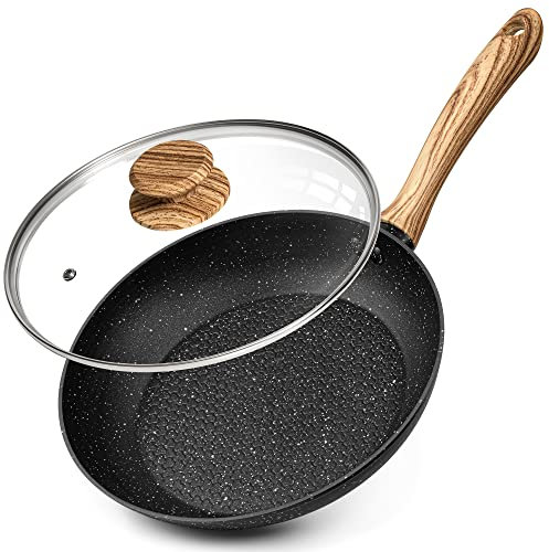 MICHELANGELO Pfanne mit Deckel 26cm, Antihaft-Wabenbeschichtung, Bratpfanne mit Deckel, gesunde & ungiftige Pfanne, Granit-Bratpfanne, Induktionskompatibel