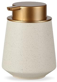 Seifenspender, Keramik Seifenspender, Geschirrspülmittelspender Keramik Seifenspender für Küche, WC und Badezimmer, beige Seifenspender (300 ml)