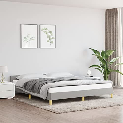 Festnight Polsterbett Futonbett 160 x 200 cm mit Lattenrost Rückenlehne, Hautfreundliche Stoff, Hellgrau, Bett Einzelbett Jugendbett(Ohne Matratze)