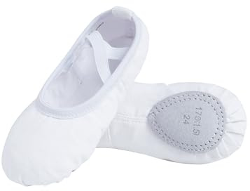 Ballet Shoes for Girls, Canvas Dance Practice Slippers Split Soft Sole Yoga Gymnastics Shoes White