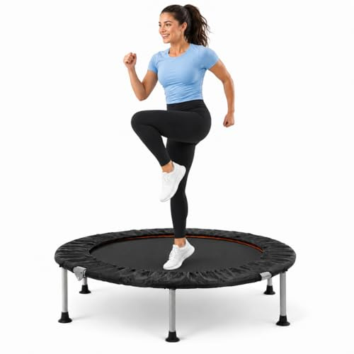 Panana Foldable Mini Trampoline for Adults, 40 Inch Fitness Rebounder for Home Workouts, Indoor Exercise Trampoline with 150kg Capacity, Compact Cardio Jumping Trainer for Small Spaces