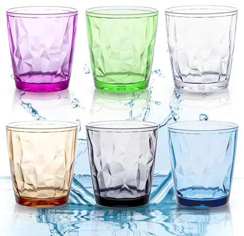 BieFuSin 6 Piezas Vasos Acrílicos,10.5OZ Vasos de Plástico de Colores Reutilizables, 160ML Vasos Apilables para Adultos Niños Infantiles, Copa Irrompible para Senderismo Exterior Cámping, 6 Color
