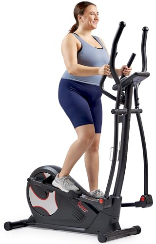 Sunny Health & Fitness Heavy-Duty Smart Elliptical Trainer, 300LB Load Equipment for Indoor Cardio Exercise, Adjustable Resistance for Full-Body Cross Training, Free SunnyFit App Bluetooth Connection