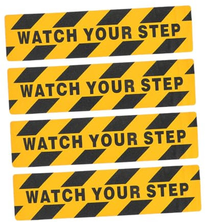 VILLCASE 4piezas Cinta Amarilla Advertencia Antideslizante Escaleras Señales Precaución