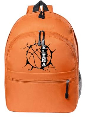 Mochila escolar infantil colegio primaria personalizada nombre regalo original bolsa estudiante niño niña backpack adolescente 31x41x16 cm (Baloncesto)