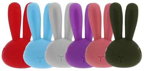 NUOBESTY Segnabicchieri per Feste a Forma di Coniglio 3d, Set da 6 Marcatori per Vino Riutilizzabili in Plastica Resistente All’usura, Ciondoli Portatili per Bicchieri da Cocktail e Flute,